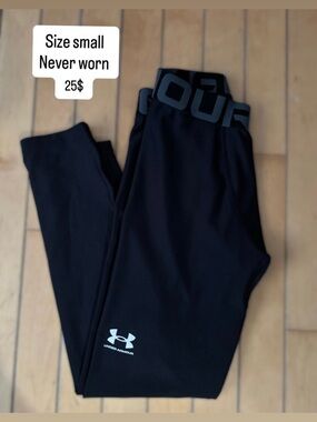 Under Armour Black Performance Leggings with Logo Waistband